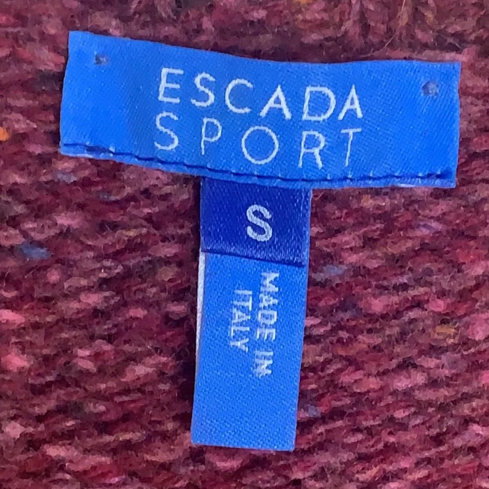ESCADA Sport Women Small Cable Knit Stretch Wool Cashmere Blend Plum‎ Sweater-
